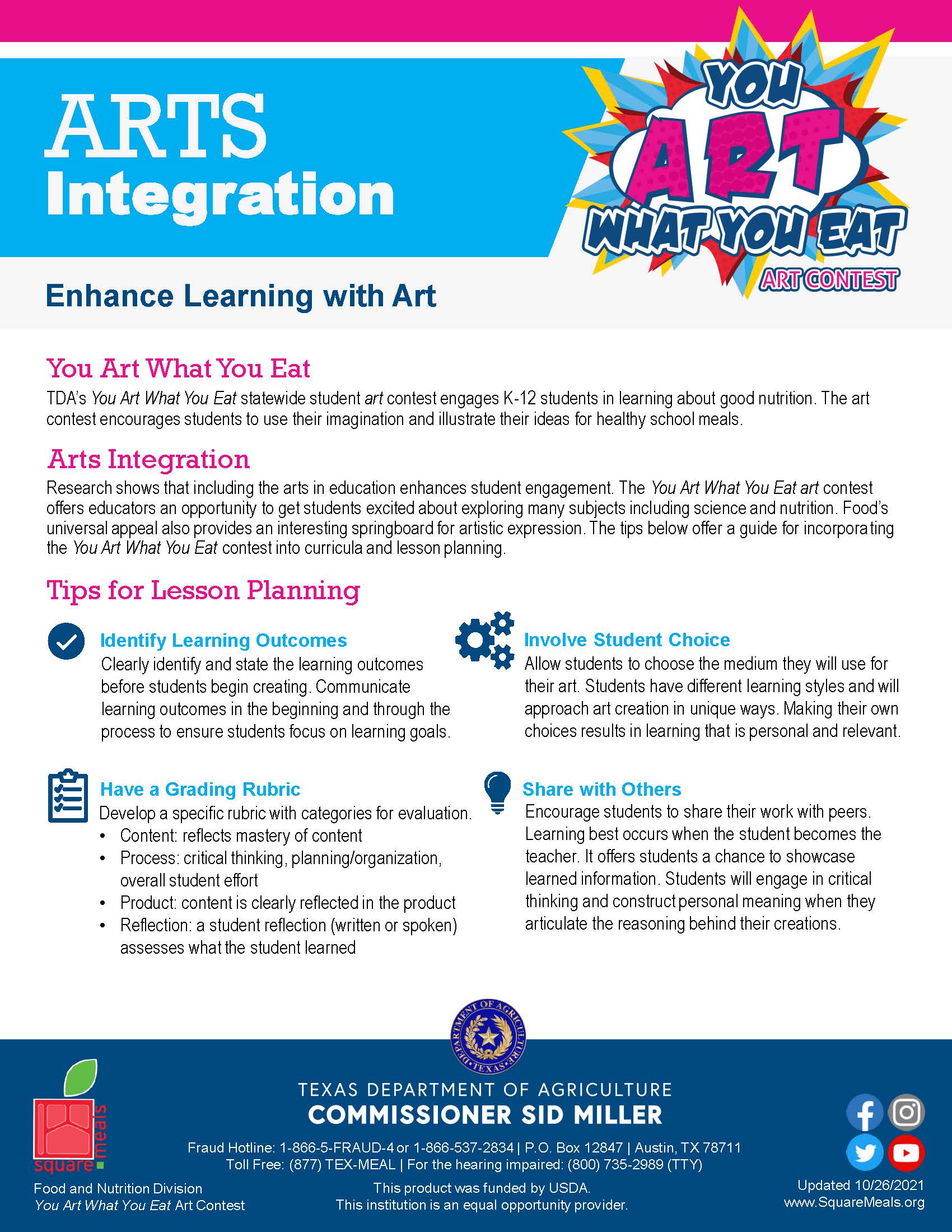 Arts Integration Flyer for Teachers 