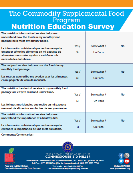 CSFP Nutrition Education Survey