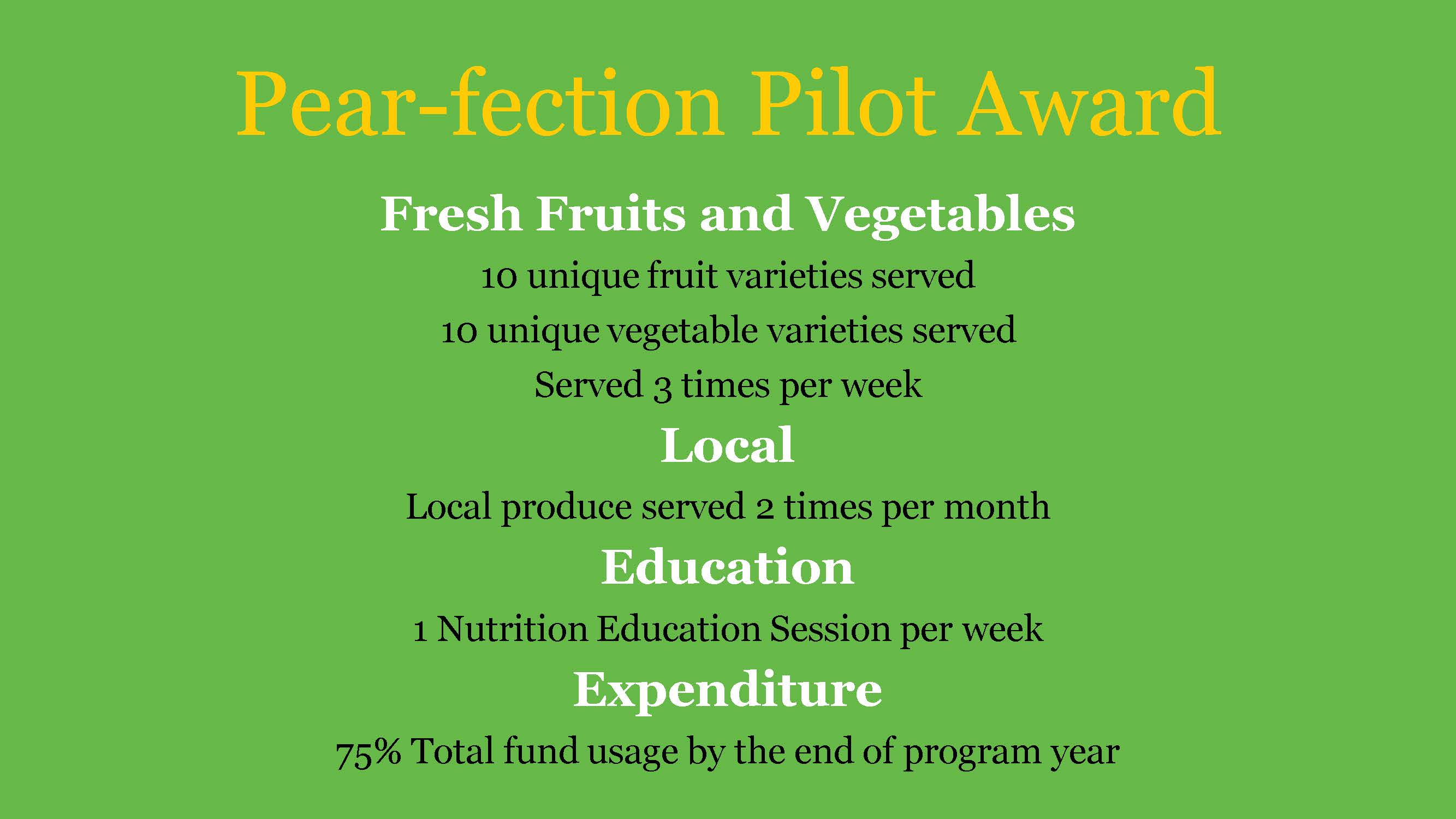 Pear-fection Award Criteria