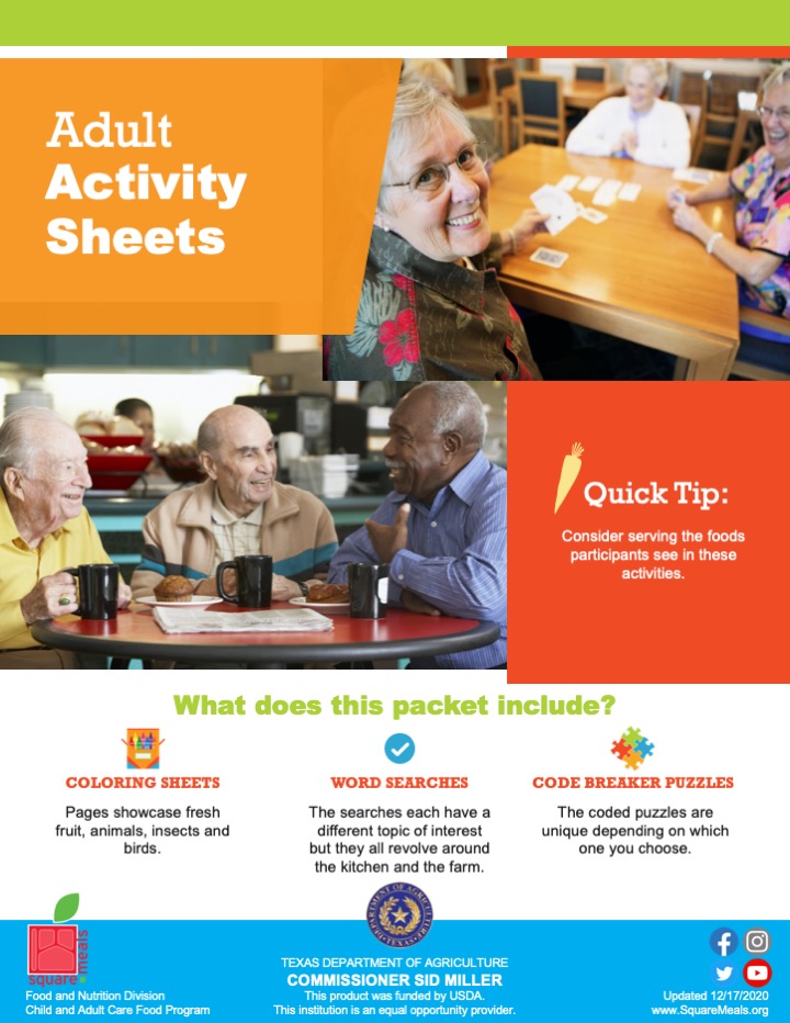 Adult Activity Sheets